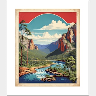 Blue Mountains National Park Australia Vintage Travel Poster Tourism Art Posters and Art